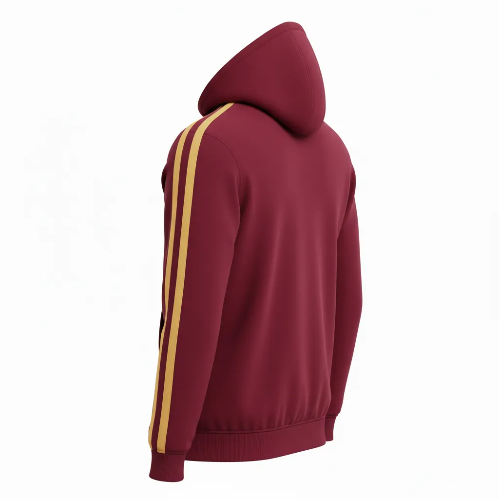 Custom Soccer Full Zip Hoodie - Burgundy, Gold - Fullzip Hoodie Classic - Back View - HAMCO Sports Inc.