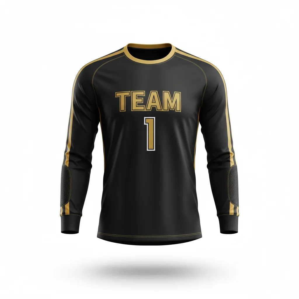 Custom Soccer Goalkeeper Jersey - Black, Gold - Goalkeeper Jersey Premium - Front View - HAMCO Sports Inc.