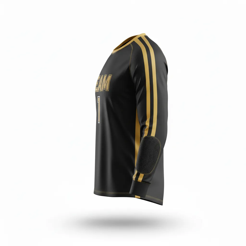 Custom Soccer Goalkeeper Jersey - Black, Gold - Goalkeeper Jersey Premium - Side View - HAMCO Sports Inc.