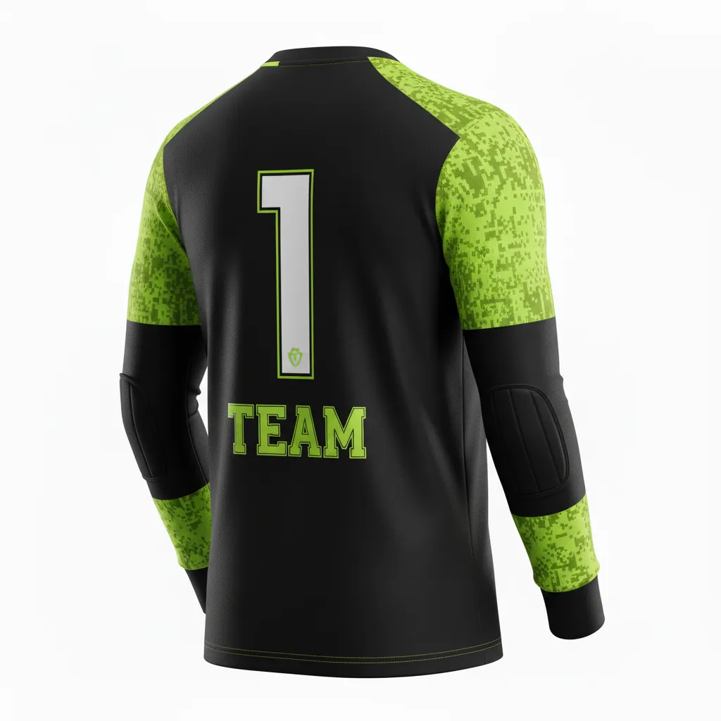 Custom Soccer Goalkeeper Jersey - Black, Green - Goalkeeper Jersey Neon Digital - Back View - HAMCO Sports Inc.