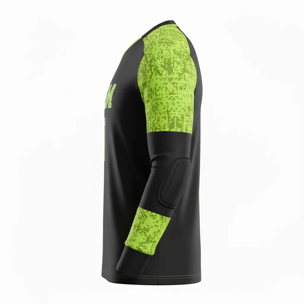 Custom Soccer Goalkeeper Jersey - Black, Green - Goalkeeper Jersey Neon Digital - Side View - HAMCO Sports Inc.