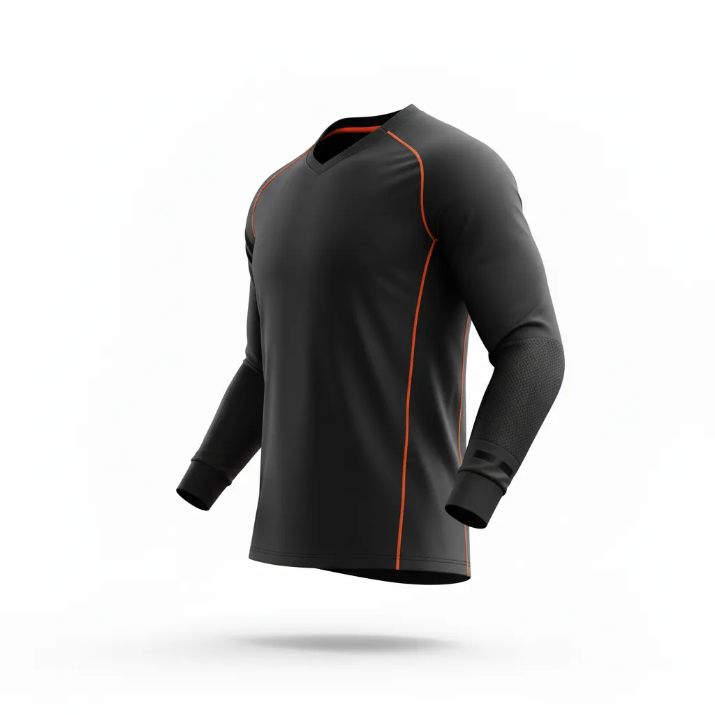 Custom Soccer Goalkeeper Jersey - Black, Orange - Goalkeeper Jersey Neon Accent - Side View - HAMCO Sports Inc.