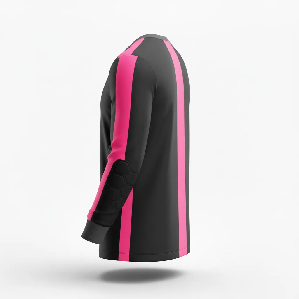 Custom Soccer Goalkeeper Jersey - Black - Goalkeeper Jersey Neon Pink Accent - Back View - HAMCO Sports Inc.
