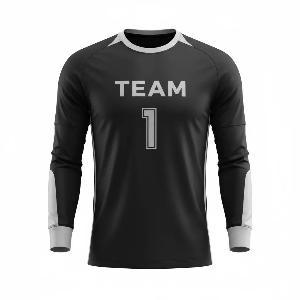 Custom Soccer Goalkeeper Jersey - Black, Silver - Goalkeeper Jersey Metallic - Front View - HAMCO Sports Inc.