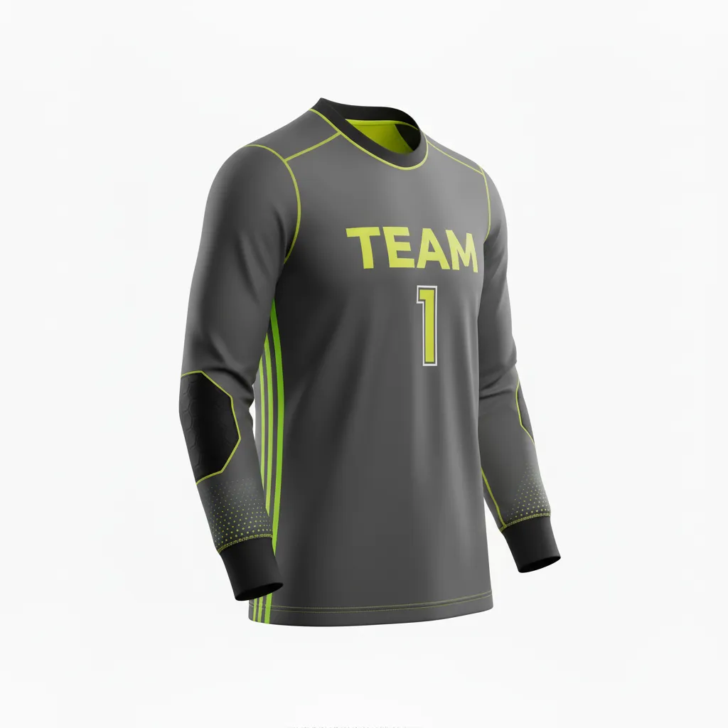 Custom Soccer Goalkeeper Jersey - Green - Goalkeeper Jersey Charcoal Neon Edge - Front View - HAMCO Sports Inc.