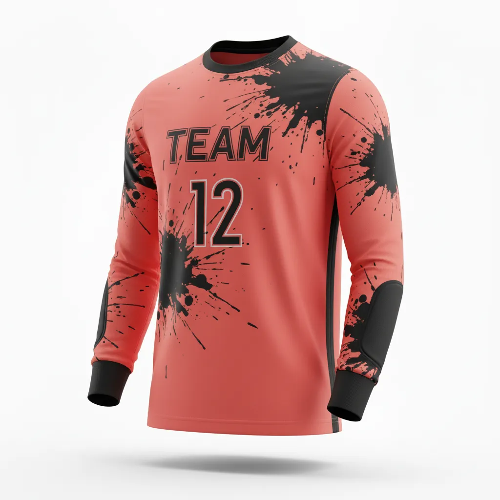 Custom Soccer Goalkeeper Jersey - Black - Goalkeeper Jersey Coral Splash - Side View - HAMCO Sports Inc.