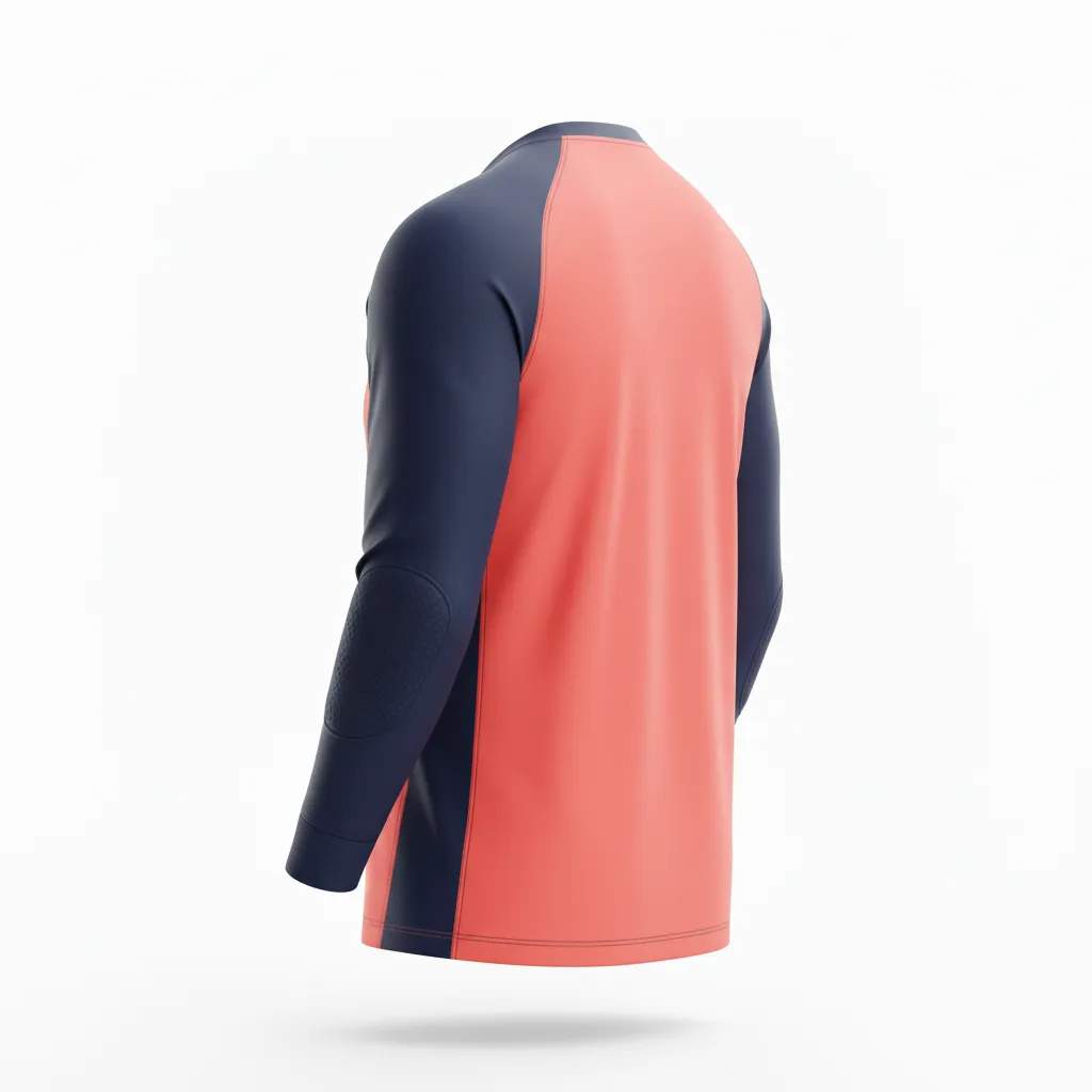 Custom Soccer Goalkeeper Jersey - Navy - Goalkeeper Jersey Coral Contrast - Back View - HAMCO Sports Inc.