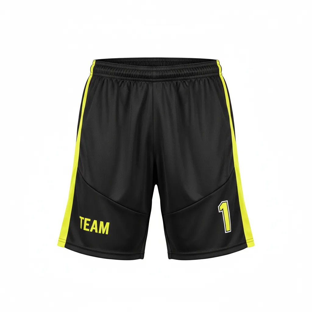 Custom Soccer Goalkeeper Padded Shorts - Black, Yellow - Goalkeeper Shorts Neon Padded - Front View - HAMCO Sports Inc.