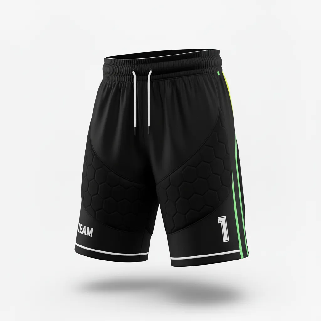 Custom Soccer Goalkeeper Padded Shorts - Black, White - Goalkeeper Shorts Minimalist - Front View - HAMCO Sports Inc.