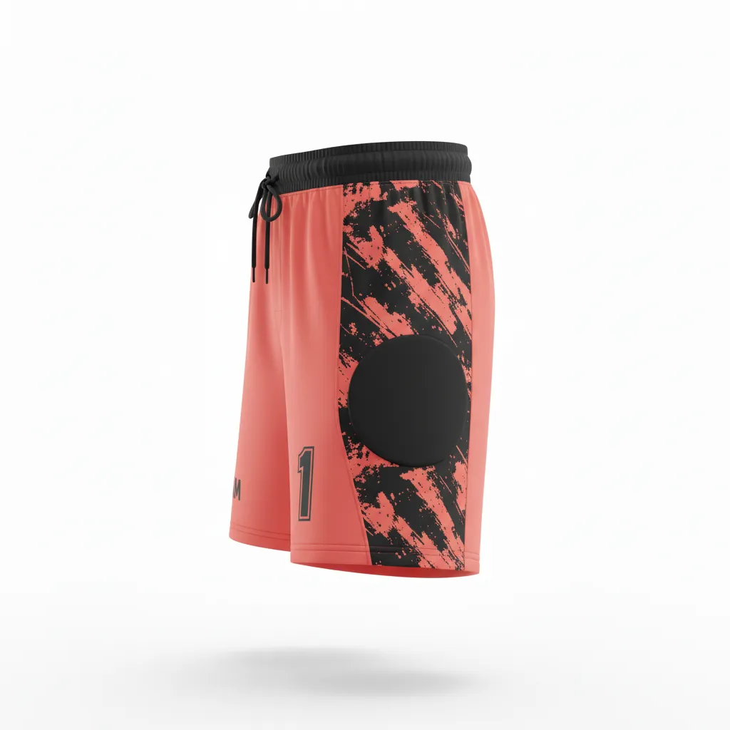 Custom Soccer Goalkeeper Padded Shorts - Black - Goalkeeper Shorts Coral Splash - Side View - HAMCO Sports Inc.