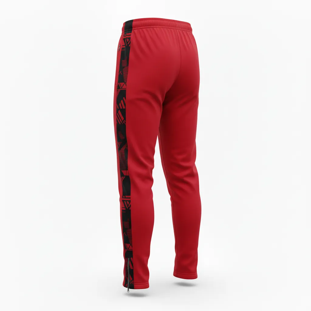 Custom Soccer Jogger Pant - Red, Black - Training Pants Athletic Panels - Back View - HAMCO Sports Inc.