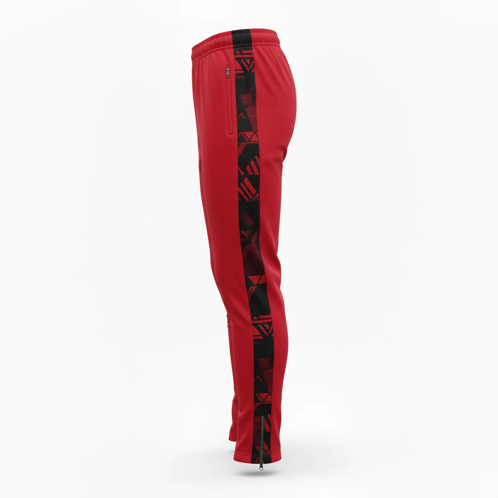 Custom Soccer Jogger Pant - Red, Black - Training Pants Athletic Panels - Side View - HAMCO Sports Inc.