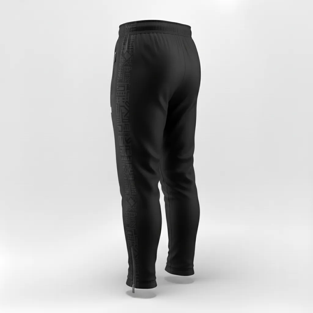 Custom Soccer Jogger Pant - Black, Grey - Training Pants Side Stripes - Back View - HAMCO Sports Inc.