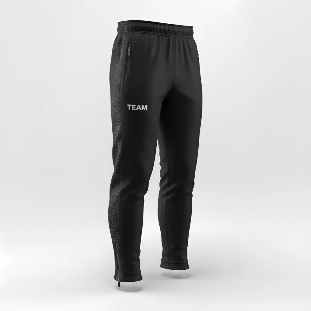 Custom Soccer Jogger Pant - Black, Grey - Training Pants Side Stripes - Front View - HAMCO Sports Inc.