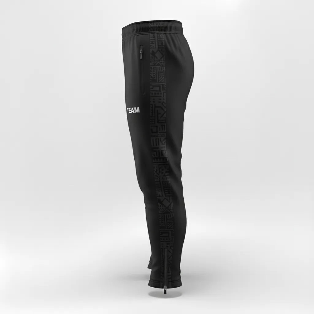 Custom Soccer Jogger Pant - Black, Grey - Training Pants Side Stripes - Side View - HAMCO Sports Inc.