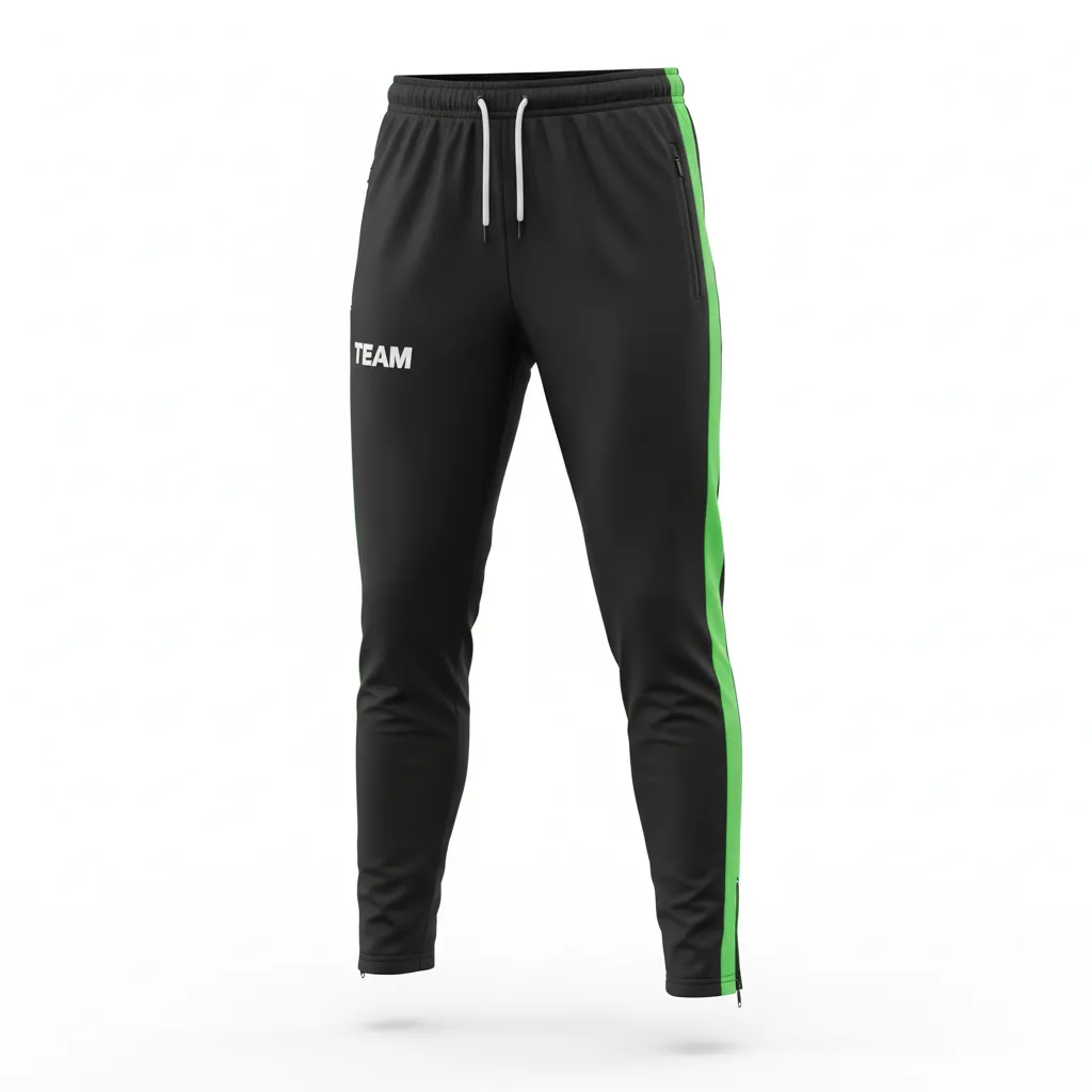 Custom Soccer Jogger Pant - Black, Green - Training Pants Neon Accent - Front View - HAMCO Sports Inc.