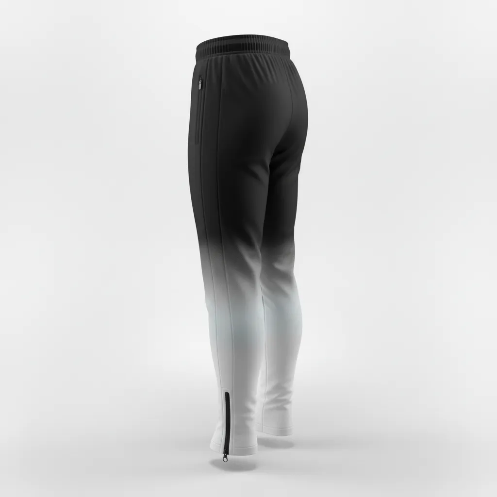 Custom Soccer Jogger Pant - Black, White - Training Pants Panels - Back View - HAMCO Sports Inc.