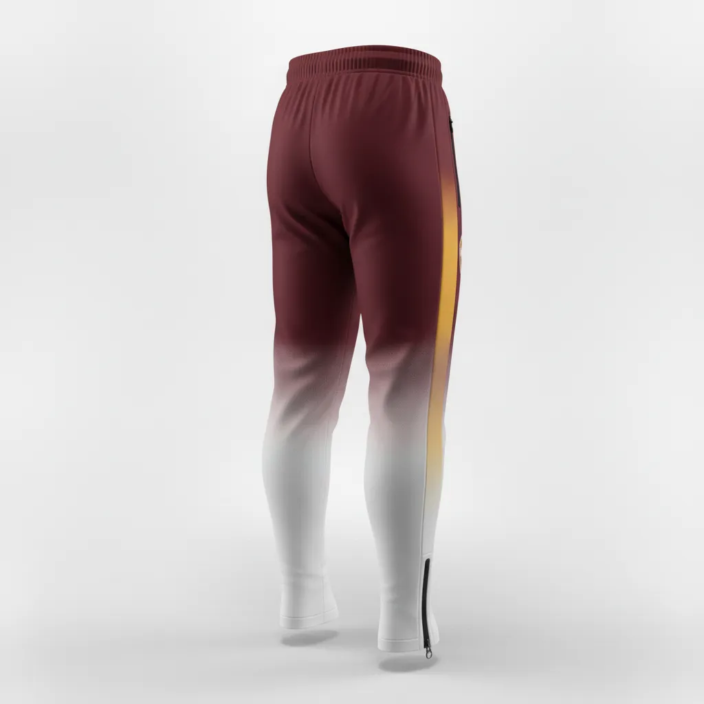 Custom Soccer Jogger Pant - Burgundy, Gold - Training Pants Accent - Back View - HAMCO Sports Inc.