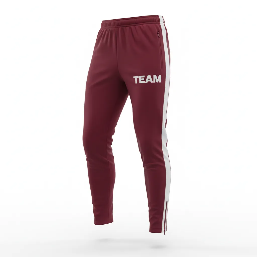 Custom Soccer Jogger Pant - Burgundy, White - Training Pants Panels - Front View - HAMCO Sports Inc.