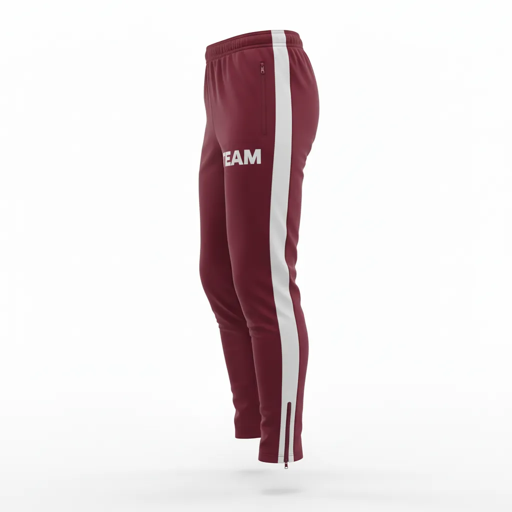 Custom Soccer Jogger Pant - Burgundy, White - Training Pants Panels - Side View - HAMCO Sports Inc.
