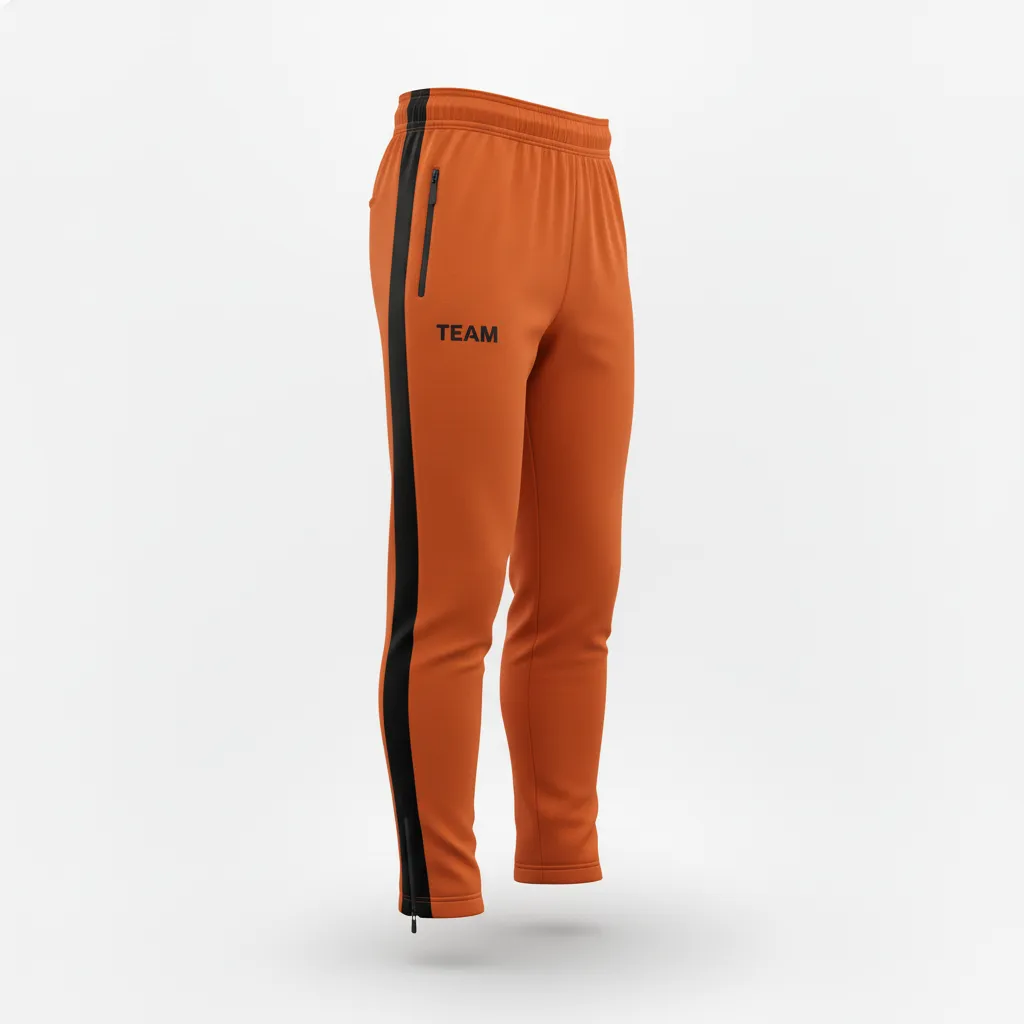 Custom Soccer Jogger Pant - Burnt, Orange, Black - Training Pants Side Stripes - Front View - HAMCO Sports Inc.