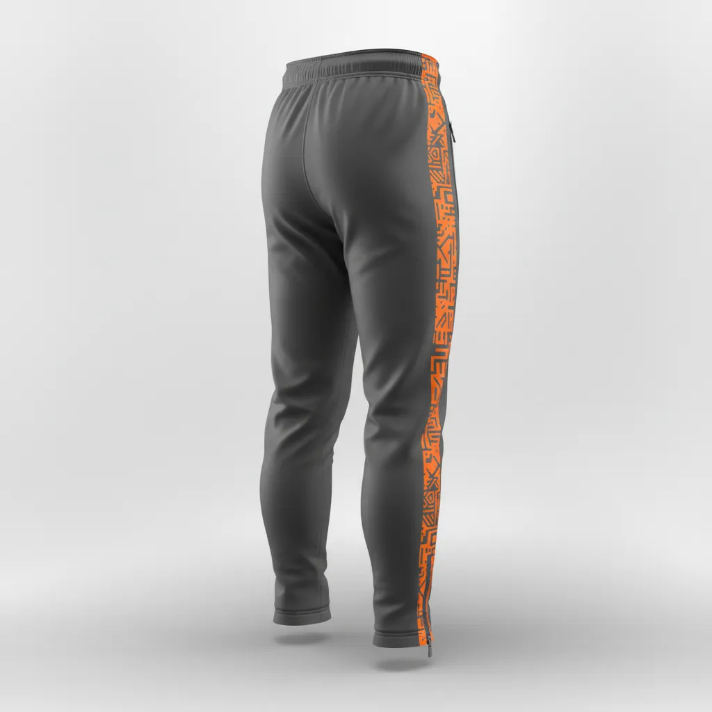 Custom Soccer Jogger Pant - Orange - Training Pants Charcoal Neon Panels - Back View - HAMCO Sports Inc.