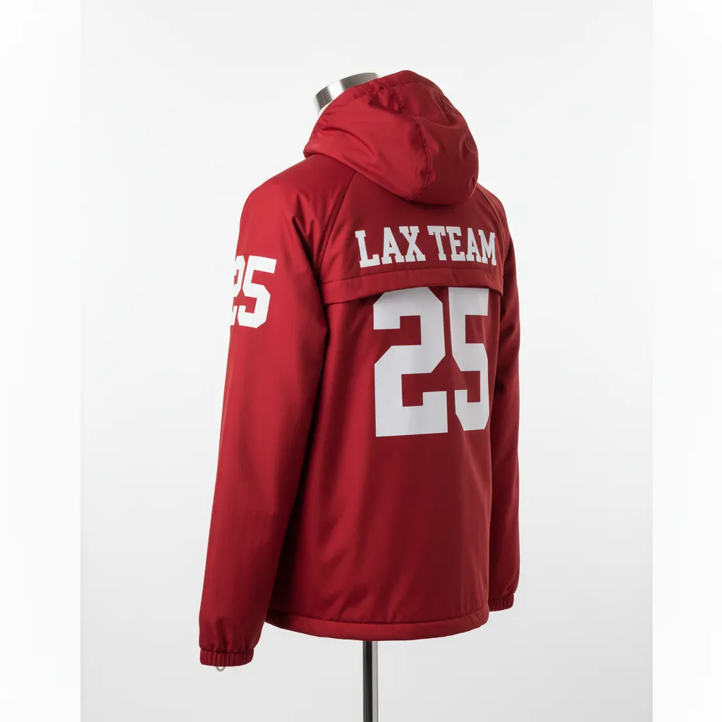 Custom Soccer Lightweight Rain Jacket - Red, White - Windbreaker Cardinal Thunderbird Spirit - Back View - HAMCO Sports Inc.