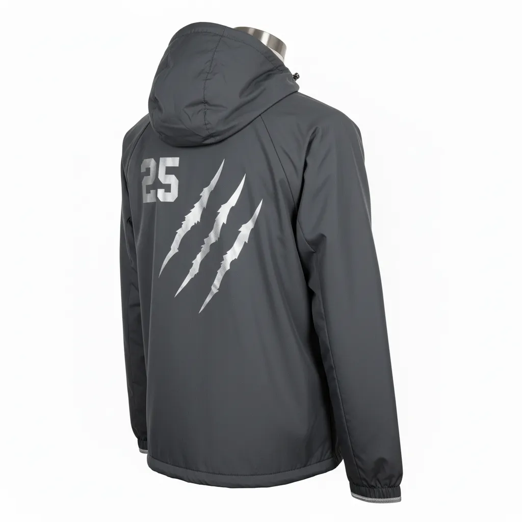 Custom Soccer Lightweight Rain Jacket - Grey, Silver - Windbreaker Charcoal Wolf Pack Hunt - Back View - HAMCO Sports Inc.