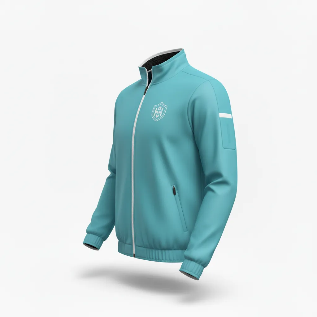 Custom Soccer Lightweight Rain Jacket - White - Windbreaker Aqua - Side View - HAMCO Sports Inc.