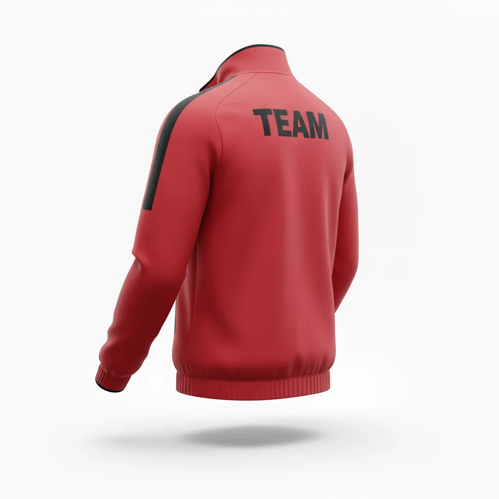 Custom Soccer Lightweight Rain Jacket - Red, Black - Windbreaker Athletic - Back View - HAMCO Sports Inc.