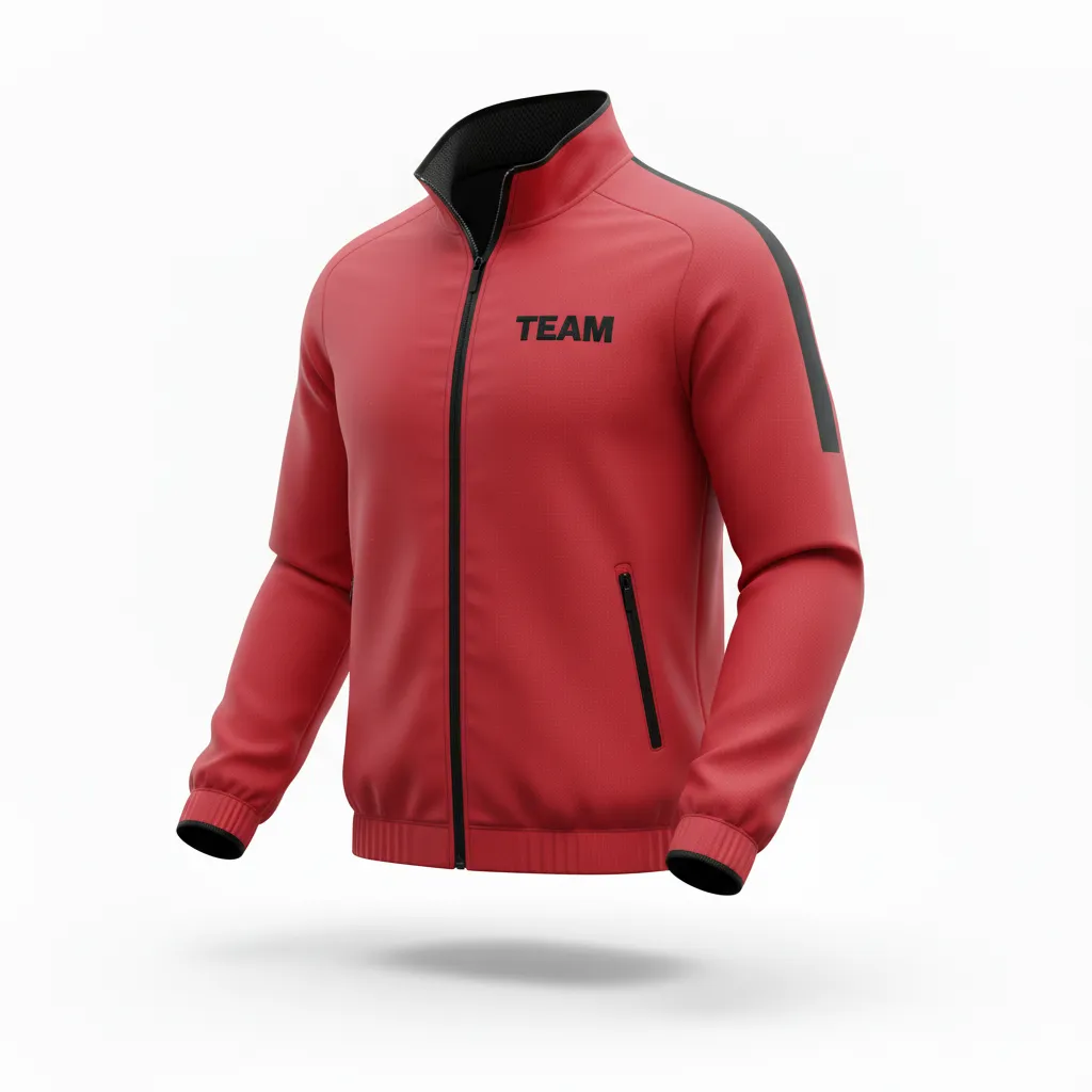 Custom Soccer Lightweight Rain Jacket - Red, Black - Windbreaker Athletic - Front View - HAMCO Sports Inc.