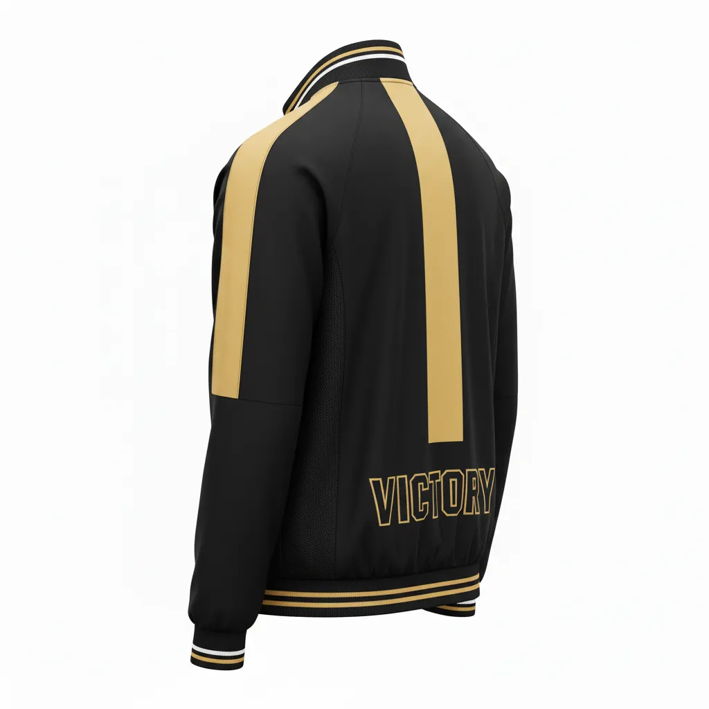 Custom Soccer Lightweight Rain Jacket - Black, Gold, White - Windbreaker - Back View - HAMCO Sports Inc.