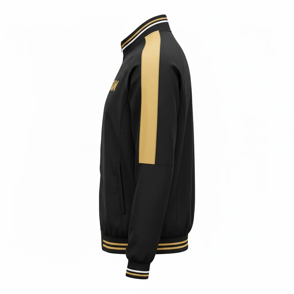 Custom Soccer Lightweight Rain Jacket - Black, Gold, White - Windbreaker - Side View - HAMCO Sports Inc.