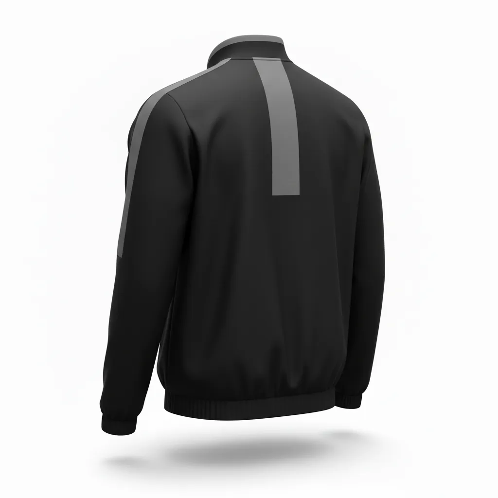 Custom Soccer Lightweight Rain Jacket - Black, Grey - Windbreaker - Back View - HAMCO Sports Inc.