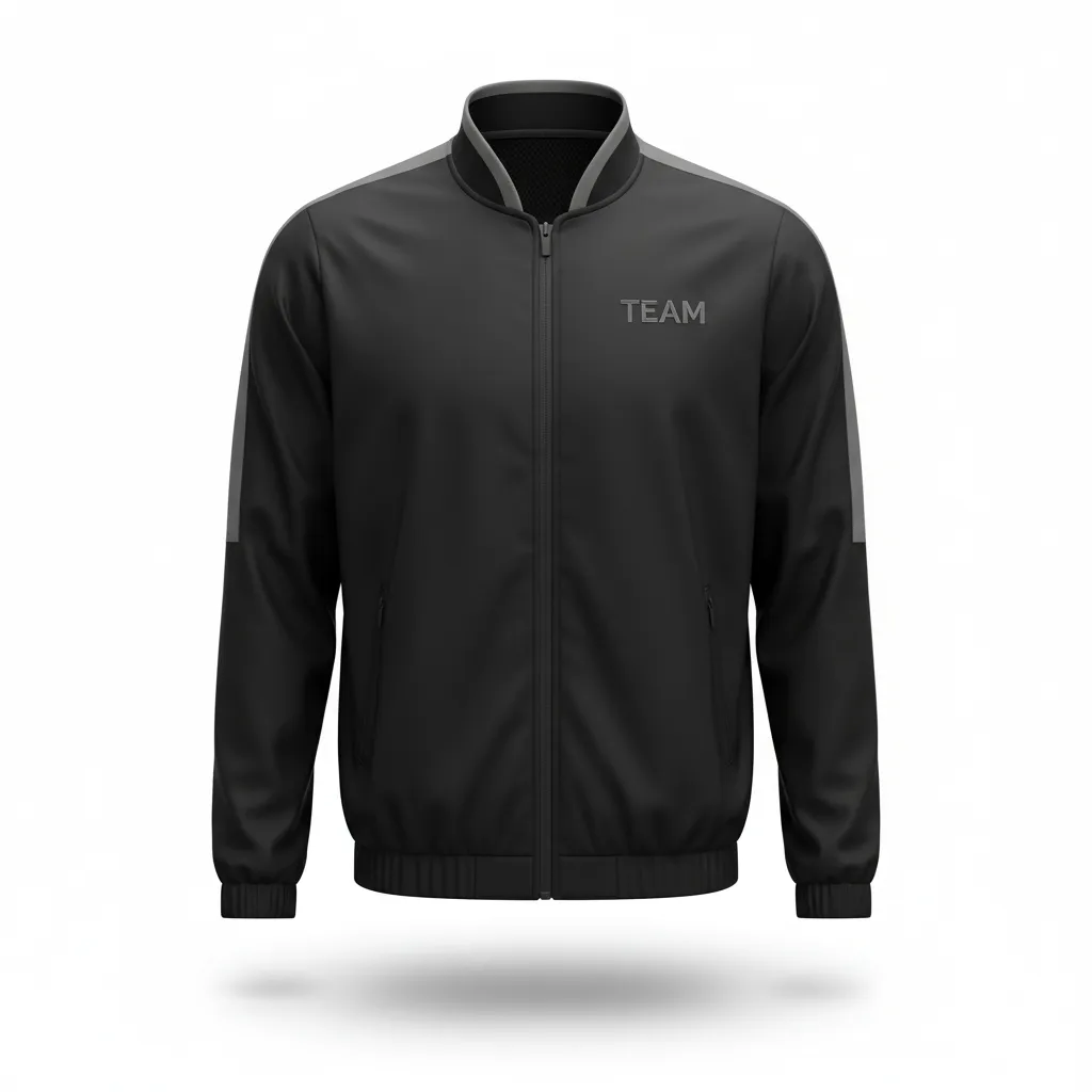 Custom Soccer Lightweight Rain Jacket - Black, Grey - Windbreaker - Front View - HAMCO Sports Inc.