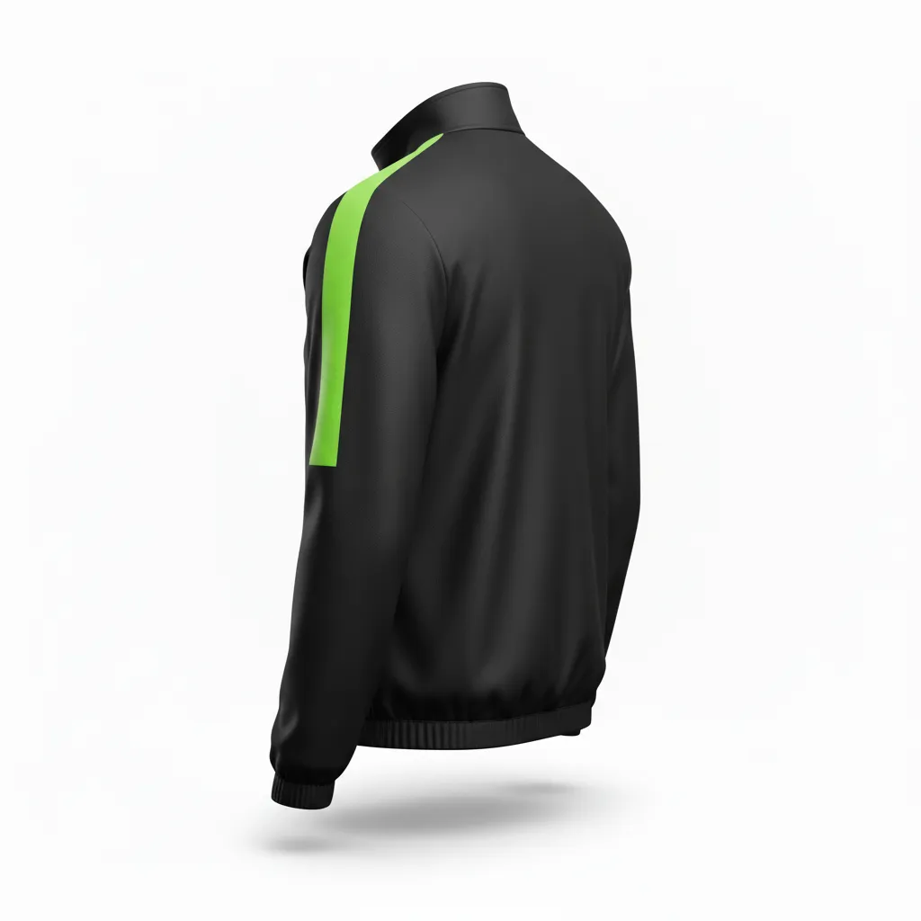 Custom Soccer Lightweight Rain Jacket - Black, Green - Windbreaker Neon - Back View - HAMCO Sports Inc.