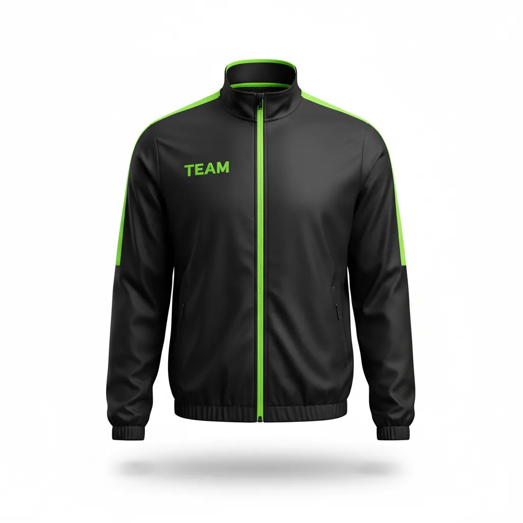 Custom Soccer Lightweight Rain Jacket - Black, Green - Windbreaker Neon - Front View - HAMCO Sports Inc.
