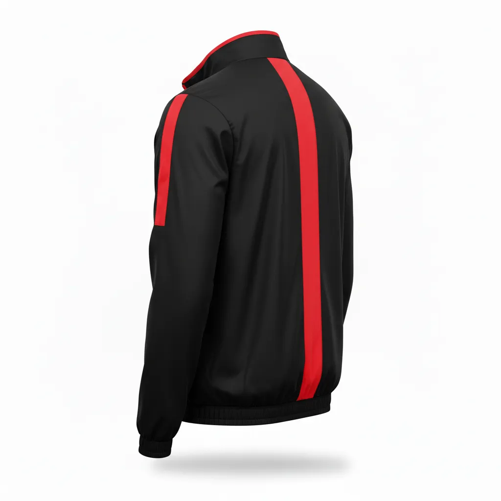 Custom Soccer Lightweight Rain Jacket - Black, Red - Windbreaker - Back View - HAMCO Sports Inc.