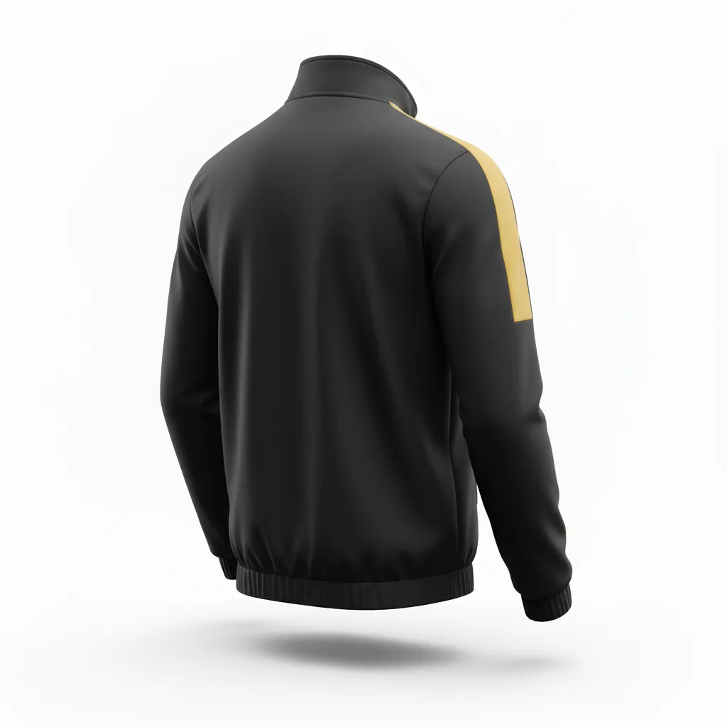 Custom Soccer Lightweight Rain Jacket - Black, Gold - Windbreaker Vegas - Back View - HAMCO Sports Inc.