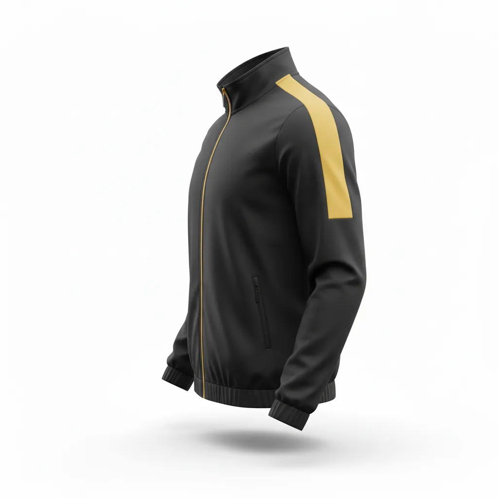 Custom Soccer Lightweight Rain Jacket - Black, Gold - Windbreaker Vegas - Side View - HAMCO Sports Inc.