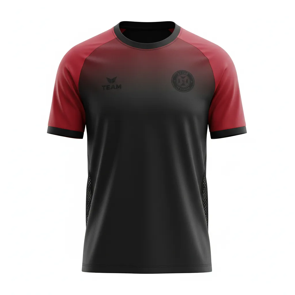 Custom Soccer Long Sleeve Training Jersey - Black, Red - Training Jersey Shoulder Panels - Front View - HAMCO Sports Inc.