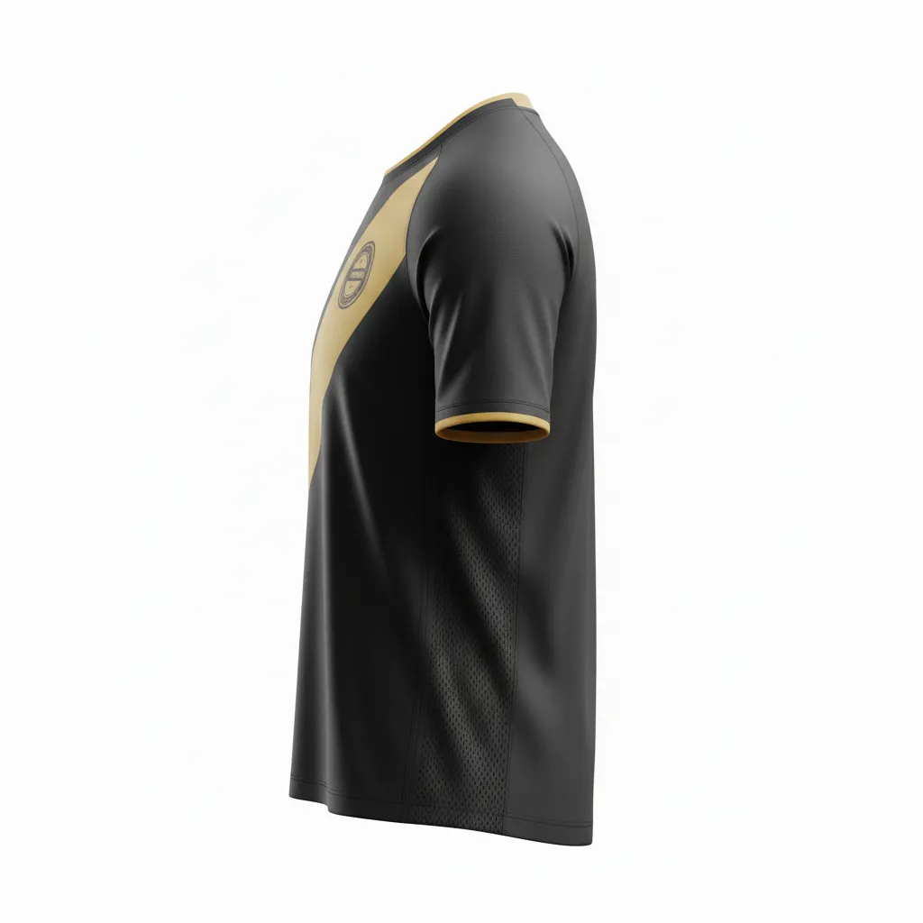 Custom Soccer Long Sleeve Training Jersey - Black, Gold - Training Jersey Vegas Diagonal Sash - Side View - HAMCO Sports Inc.