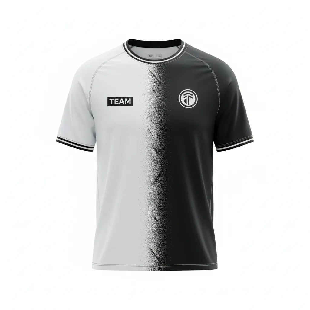 Custom Soccer Long Sleeve Training Jersey - Black, White - Training Jersey Split - Front View - HAMCO Sports Inc.