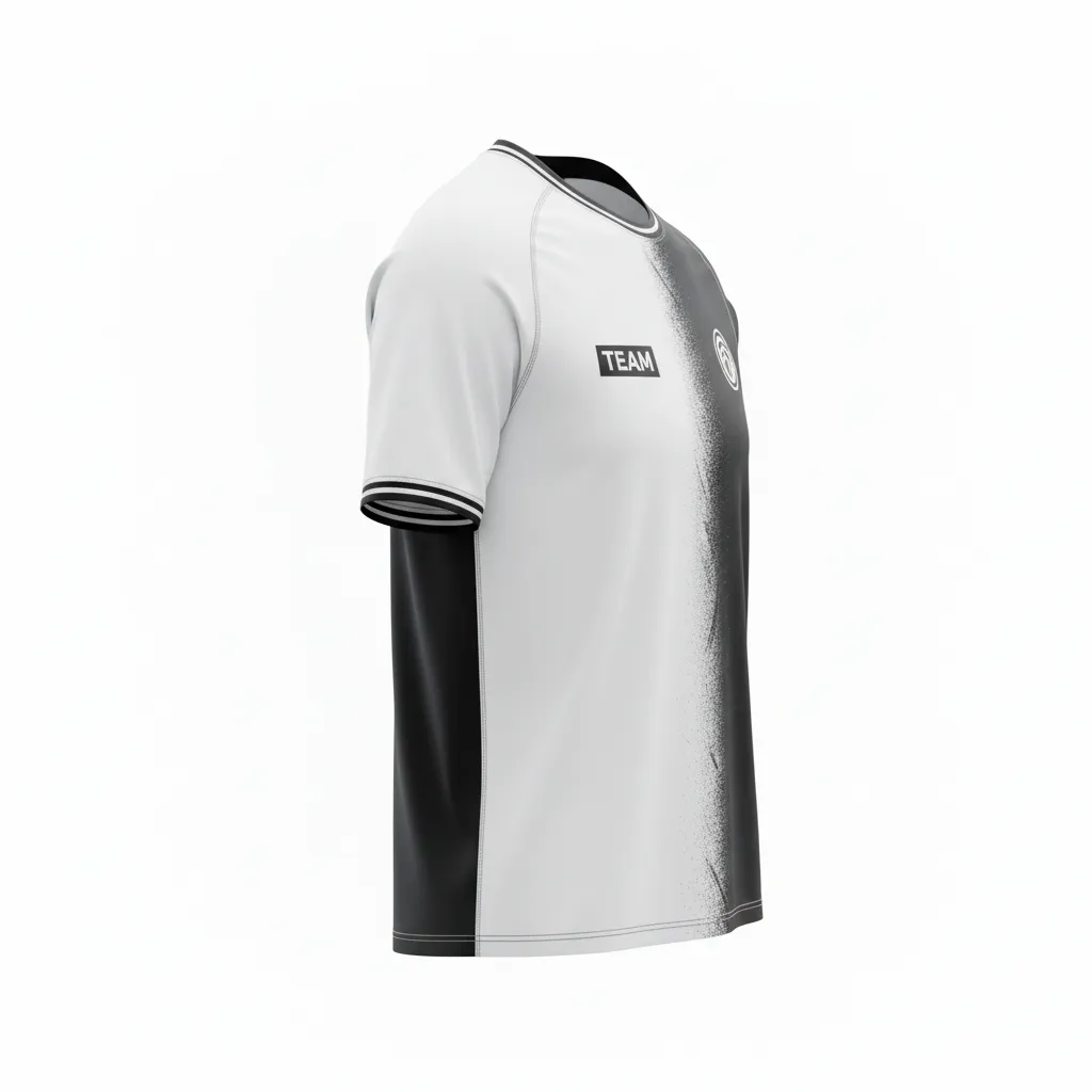 Custom Soccer Long Sleeve Training Jersey - Black, White - Training Jersey Split - Side View - HAMCO Sports Inc.