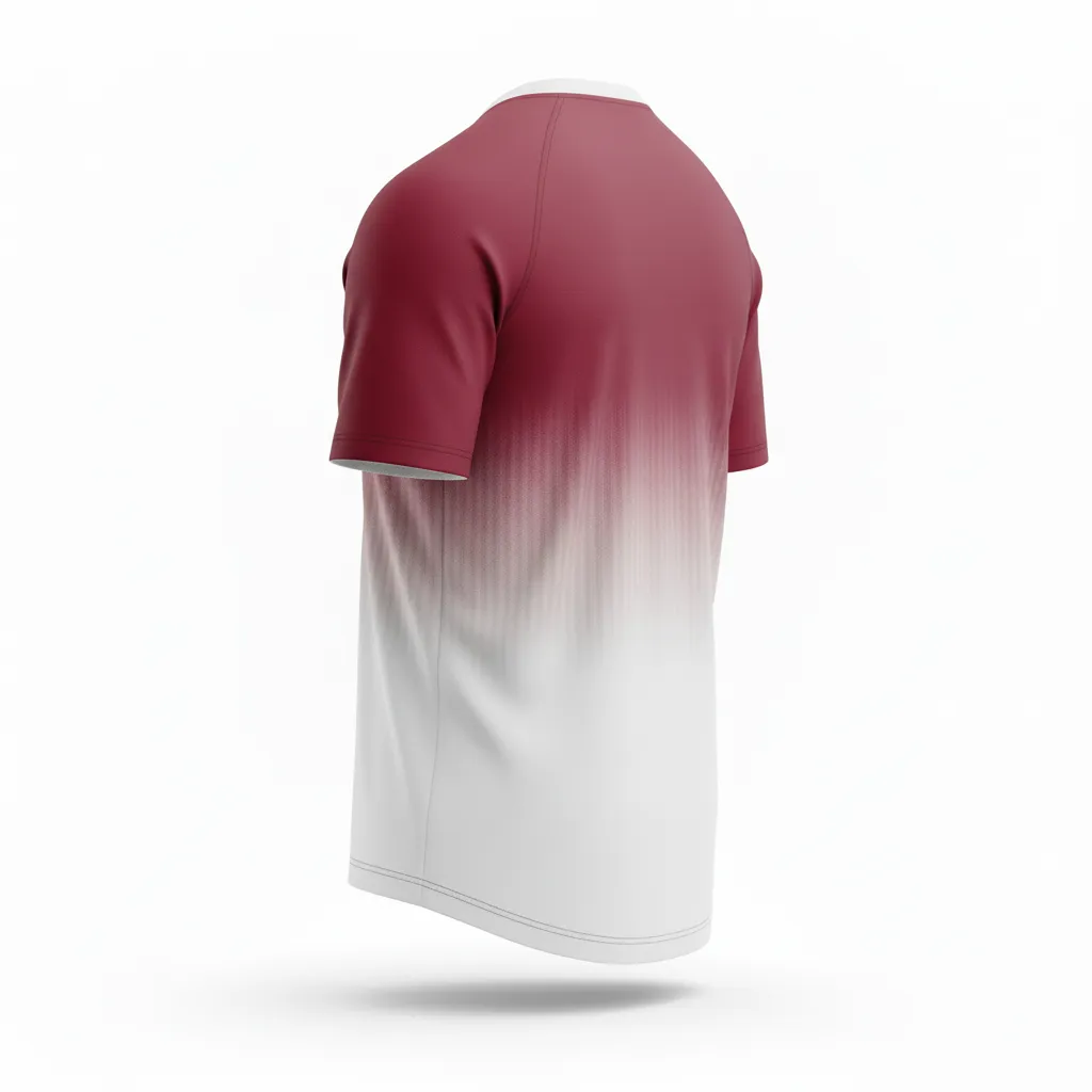 Custom Soccer Long Sleeve Training Jersey - Burgundy, White - Training Jersey Gradient - Back View - HAMCO Sports Inc.
