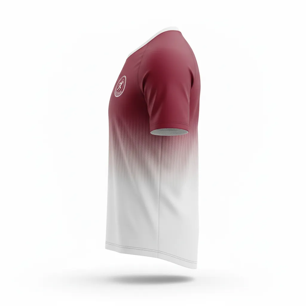 Custom Soccer Long Sleeve Training Jersey - Burgundy, White - Training Jersey Gradient - Side View - HAMCO Sports Inc.