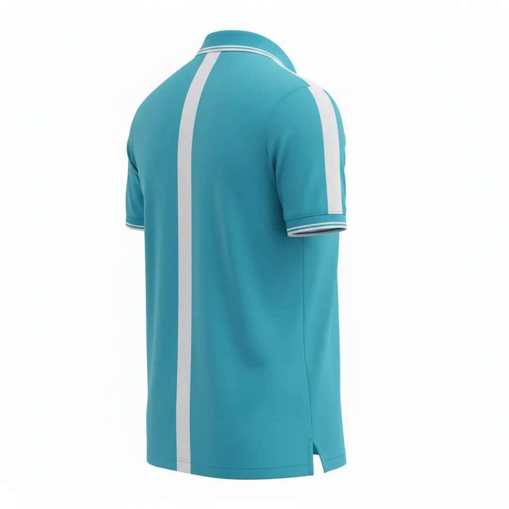 Custom Soccer Polo Style Soccer Jersey - White - Travel Polo Aqua - Back View - HAMCO Sports Inc.