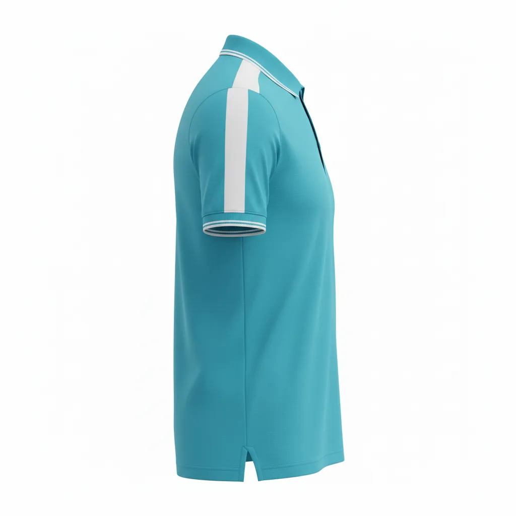 Custom Soccer Polo Style Soccer Jersey - White - Travel Polo Aqua - Side View - HAMCO Sports Inc.