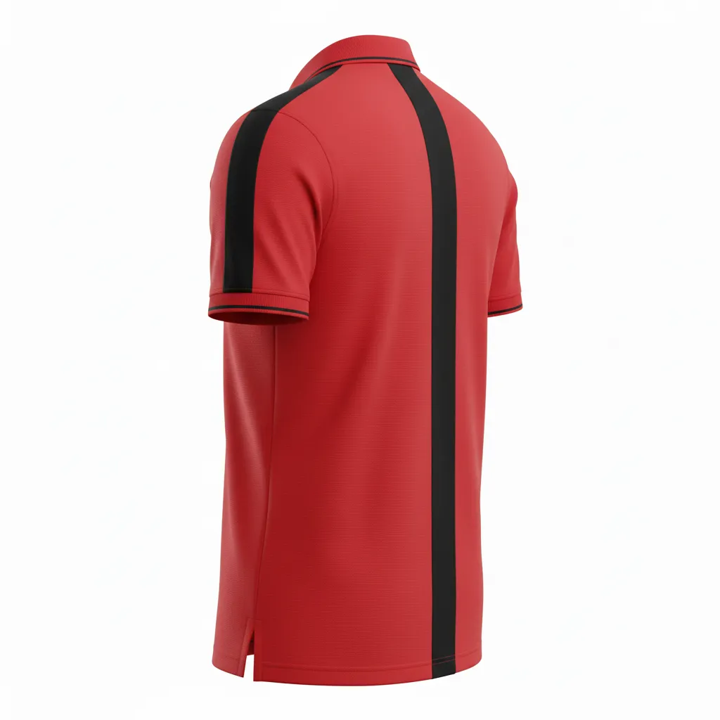 Custom Soccer Polo Style Soccer Jersey - Red, Black - Travel Polo Athletic - Back View - HAMCO Sports Inc.
