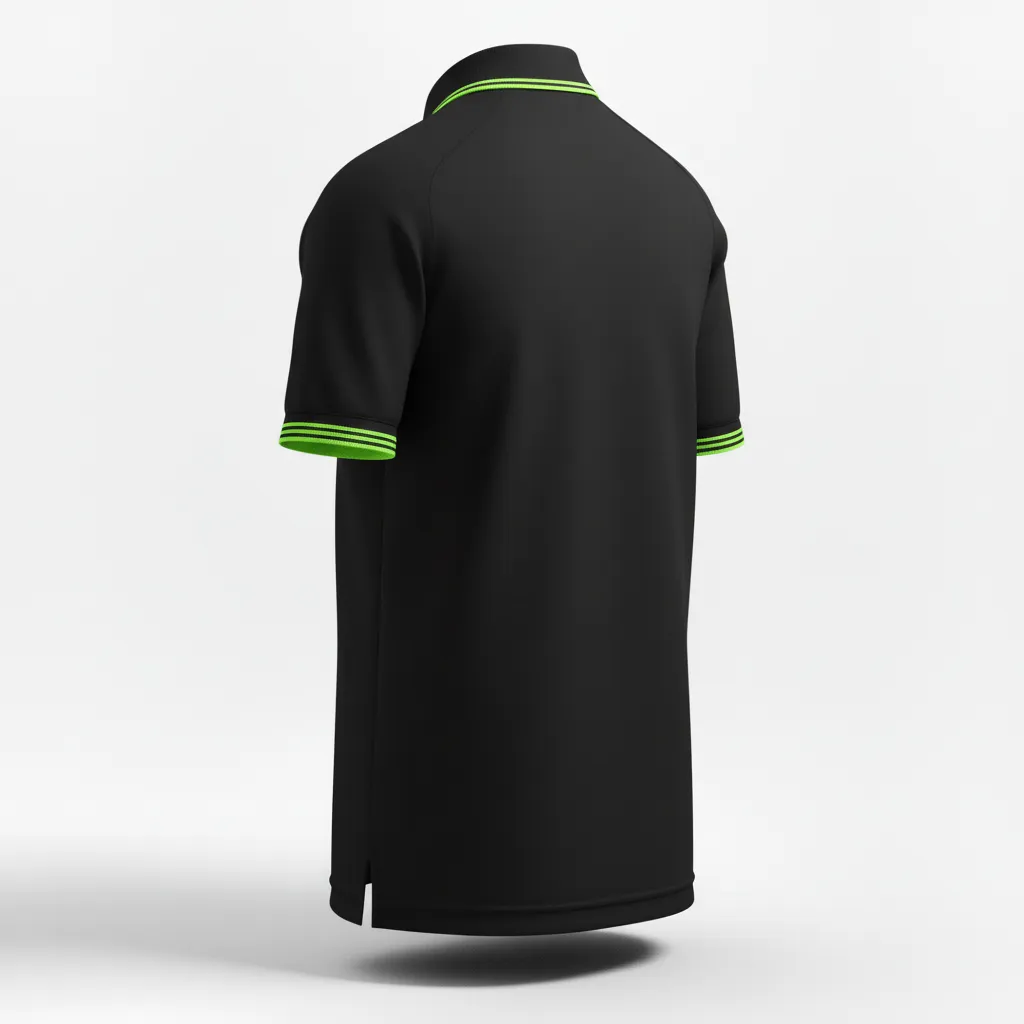 Custom Soccer Polo Style Soccer Jersey - Black, Green - Travel Polo Neon - Back View - HAMCO Sports Inc.